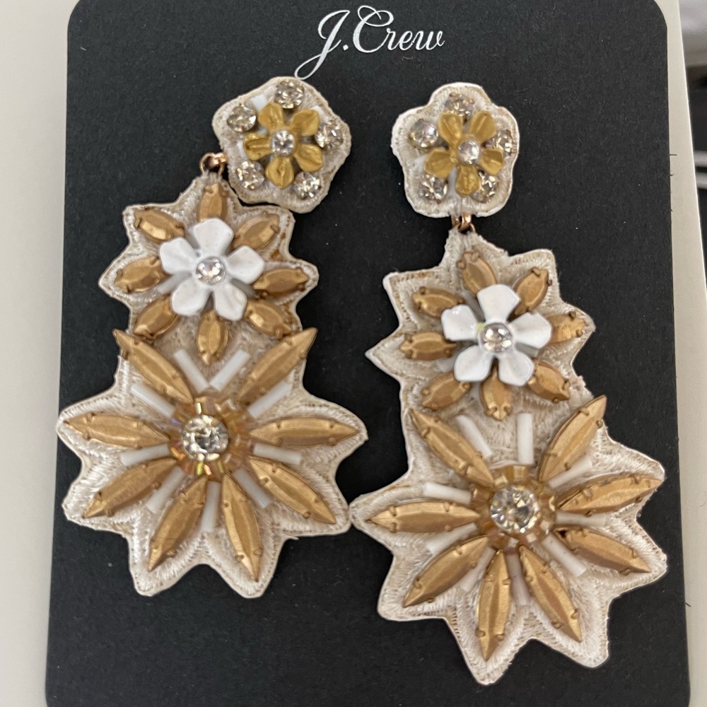 J. Crew Neutral Floral Drop Earrings. NWT - never been worn or even tried on!